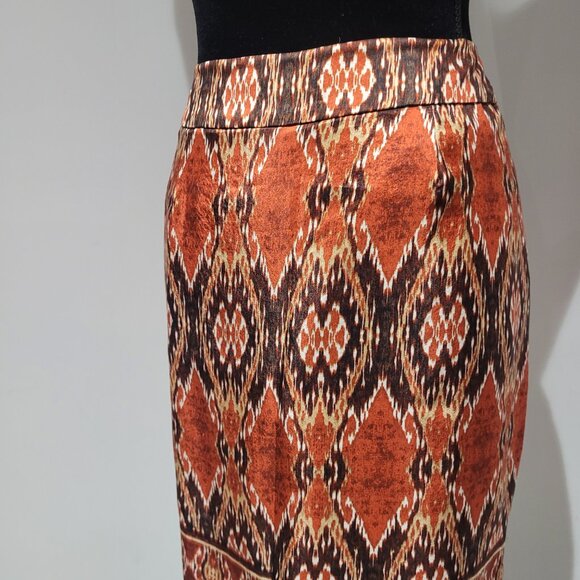 Jones New York 100% Silk Burnt Orange Lined Faux Wrap Skirt Size 8 Orange Brown - Picture 9 of 11